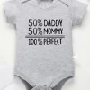 50% DADDY 50% MOMMY 100% PERFECT Letter Print Baby Romper