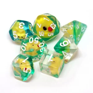 7pcs Set Inlay Cartoon Animals Board Game Dice Set Polyhedral Table Game Dice Role-Playing RPG Dice