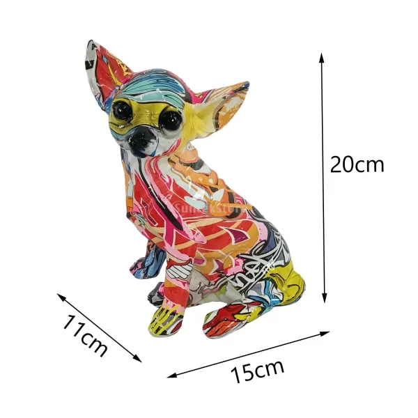 Dog Sculpture Resin Colorful Modern Graffiti Chihuahua Statue for Living Room Dog Statue Shelf Modern Abstract Decoration - Image 6