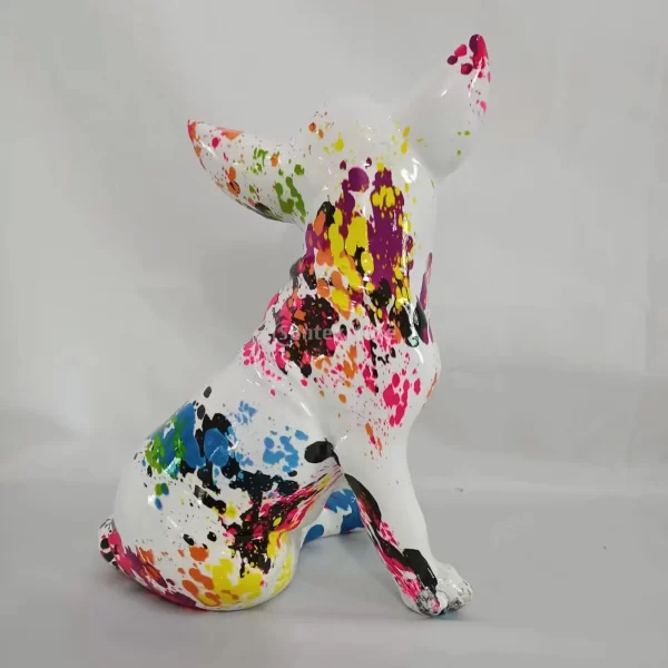 Dog Sculpture Resin Colorful Modern Graffiti Chihuahua Statue for Living Room Dog Statue Shelf Modern Abstract Decoration - Image 5