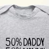 50% DADDY 50% MOMMY 100% PERFECT Letter Print Baby Romper - Image 3
