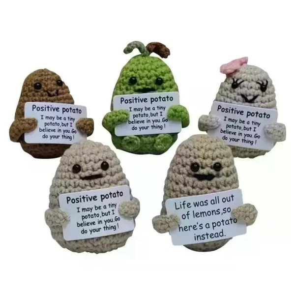 New Positive Energy Potato Hug Pocket Mini Handmade Plush Wool Knitting Doll with Card Funny Christams Gift Home Room Decoration - Image 2
