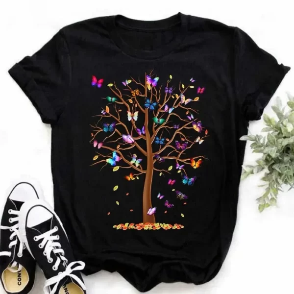 100% COTTON New Summer Love Flower T-shirt Bottom Shirt Cartoon Large Size Short Sleeve Top Woman Y2k Top Harajuku Tops TEE - Image 5