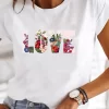 Short Sleeve Casual Ladies Fashion Female Graphic Tee Women Love Heart Watercolor Sweet Print Summer T Clothing T-shirts - Image 3