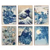 Japanese Katsushika Hokusai Exhibition Posters and Prints Canvas Painting Wall Art Blue Waves Picture for Living Room Home Decor