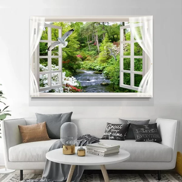 Window Effect Landscape Poster Bedroom Seascape Sea View Canvas Painting and Prints Wall Art Picture for Living Room Home Decor - Image 3