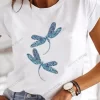 Explosive Dragonfly Butterfly Print Base Top Loose Women's Short-sleeved T-shirt Round Neck Oversized T Shirt Women Clothes TEE - Image 2