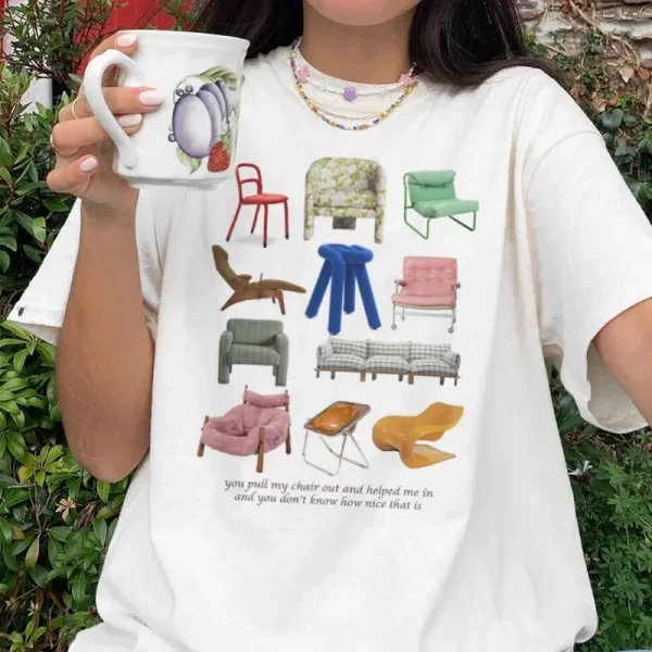 Chairs Graphic Tops Women Vintage T Shirt Egirl Grunge Aesthetic Music Lyrics T-Shirts Trendy Fashion Y2k Streetwear Tees Tops - Image 2
