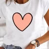 Short Sleeve Casual Ladies Fashion Female Graphic Tee Women Love Heart Watercolor Sweet Print Summer T Clothing T-shirts - Image 2