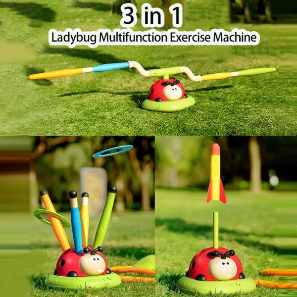 3 in 1 Ladybug Sport Entertainment Game Toy Multifunction Rope Skipping Machine Ferrule Jump Rocket Launcher Outdoor Educational - Image 3