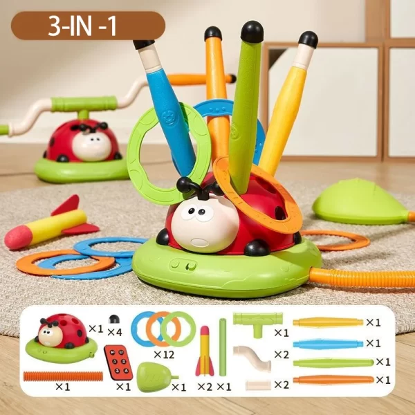 3 in 1 Ladybug Sport Entertainment Game Toy Multifunction Rope Skipping Machine Ferrule Jump Rocket Launcher Outdoor Educational - Image 4