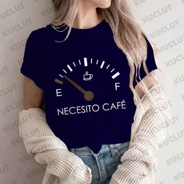 Spanish I Need Coffee Women T-Shirt Short Sleeve O-Neck Creative T Shirts Fashion Breathable Top Funny Casual Sport Tee T Shirt - Image 3