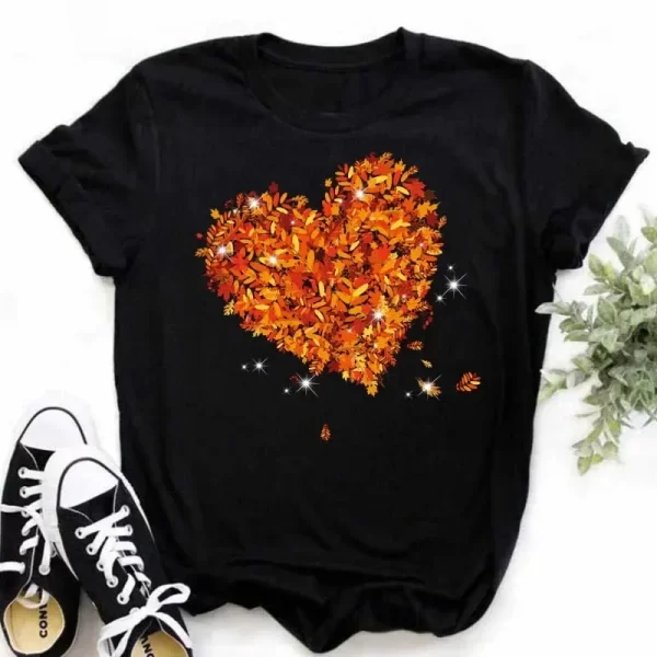 100% COTTON New Summer Love Flower T-shirt Bottom Shirt Cartoon Large Size Short Sleeve Top Woman Y2k Top Harajuku Tops TEE - Image 6