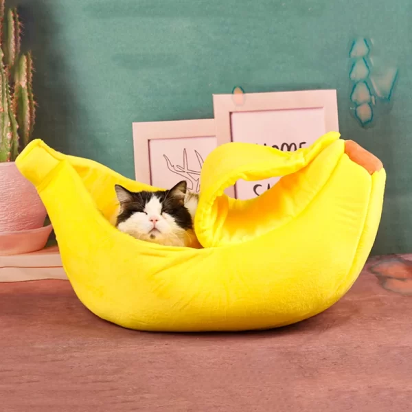 Banana Shaped Pet Bedding Comfortable Cat Nest Mat Winter Cushion Warm Soft Funny Kitten Sleeping Bag Cute Cozy Dog Accessories - Image 2