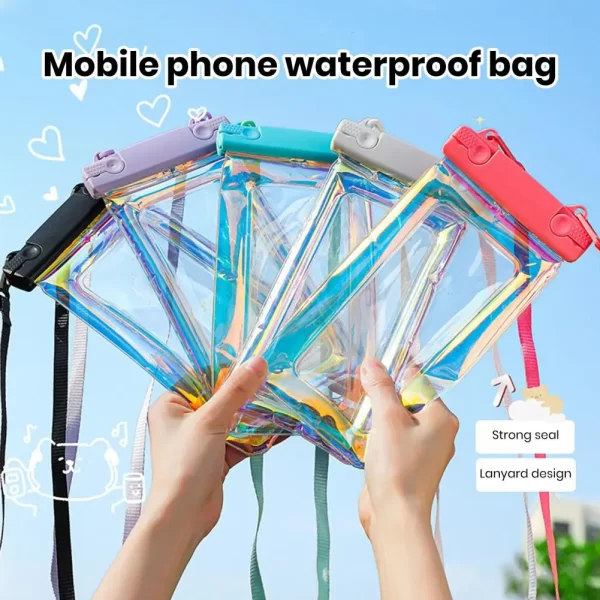 Full View Waterproof Phone Pouch Lanyard Touchscreen PVC Universal Beach Kayaking Swimming Underwater Dry Bag Swimming Pouch - Image 3