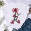 Short Sleeve Butterfly Bow Sweet Flower Fashion Summer Women Print T Shirt Female Casual Top Tshirts Cartoon Graphic Tee T-Shirt