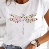 Explosive Dragonfly Butterfly Print Base Top Loose Women's Short-sleeved T-shirt Round Neck Oversized T Shirt Women Clothes TEE - Image 5
