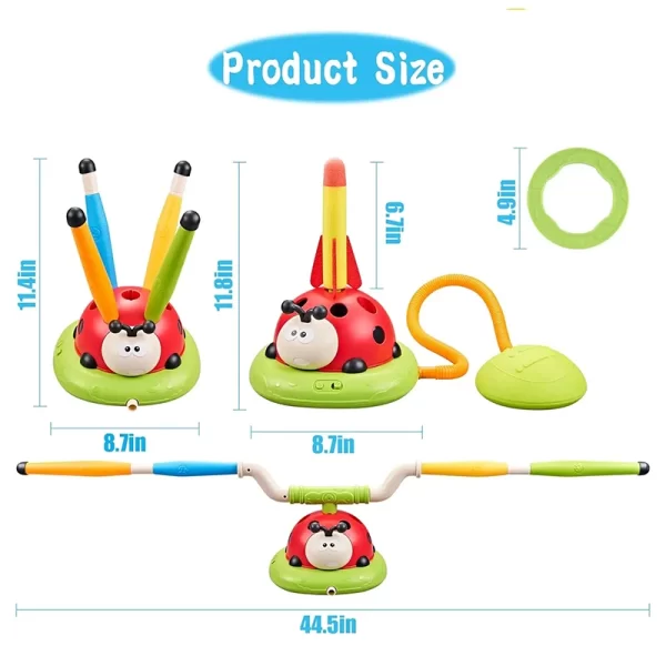 3 in 1 Ladybug Sport Entertainment Game Toy Multifunction Rope Skipping Machine Ferrule Jump Rocket Launcher Outdoor Educational - Image 2