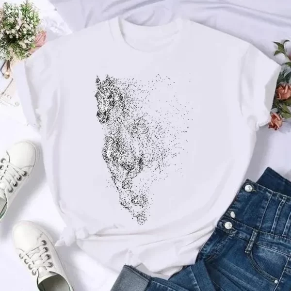 Short Sleeve Butterfly Bow Sweet Flower Fashion Summer Women Print T Shirt Female Casual Top Tshirts Cartoon Graphic Tee T-Shirt - Image 5