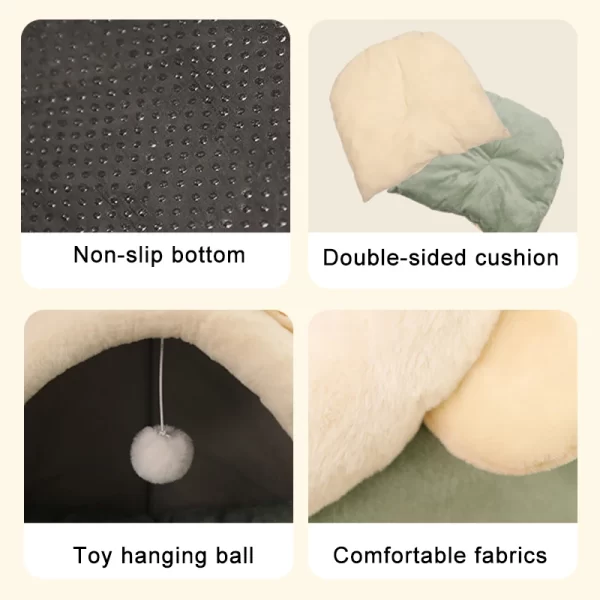 Pet Tent Cave Bed for Cats Small Dogs Self-Warming Cat Tent Bed Cat Hut Comfortable Pet Sleeping Bed Foldable Removable Washable - Image 6