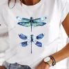 Explosive Dragonfly Butterfly Print Base Top Loose Women's Short-sleeved T-shirt Round Neck Oversized T Shirt Women Clothes TEE - Image 6