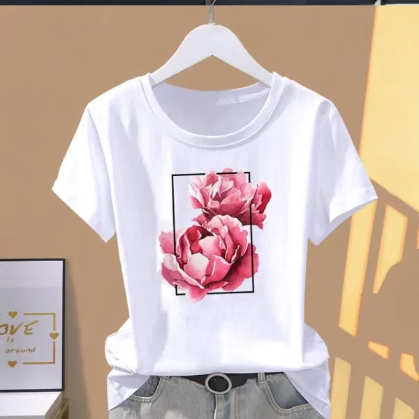 Modal Female Print Fashion Cute Internet Celebrity Short-sleeved T-shirt Women Clothing Tops Oversized T Shirt - Image 3