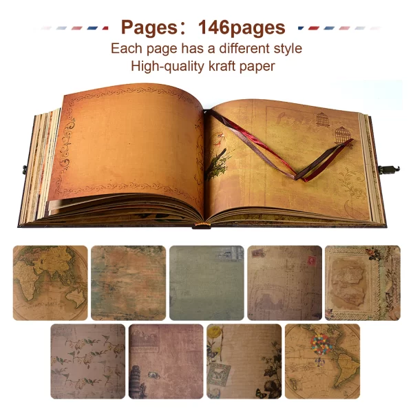 146 Page Our Adventure Book DIY Handmade Photo Album Scrapbook Retro Kraft Album Anniversary Wedding Memory Mother's Day Gift - Image 5