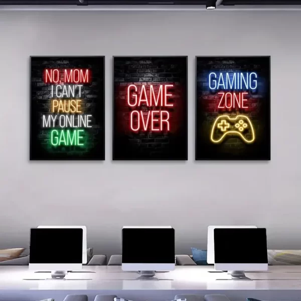 3pcs/set Gaming Graffiti Gamepad Earphone Funny Wall Art Canvas Poster Gamer Room Wall Decor Prints Modern Living Room Posters - Image 5