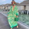 Elegant Women's Maxi Dresses 2024 Summer Casual Fashion Retro Print V Neck Loose Boho Long Vacation Beach Dress Female Robes New - Image 2