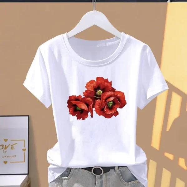 Modal Female Print Fashion Cute Internet Celebrity Short-sleeved T-shirt Women Clothing Tops Oversized T Shirt - Image 4