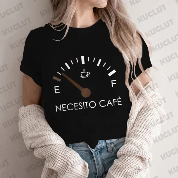 Spanish I Need Coffee Women T-Shirt Short Sleeve O-Neck Creative T Shirts Fashion Breathable Top Funny Casual Sport Tee T Shirt - Image 2