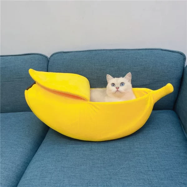 Banana Shaped Pet Bedding Comfortable Cat Nest Mat Winter Cushion Warm Soft Funny Kitten Sleeping Bag Cute Cozy Dog Accessories - Image 3