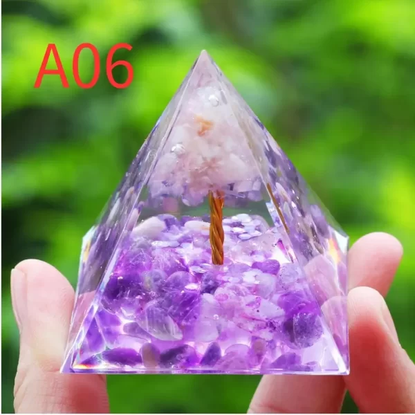 Crystals Stone Orgone Pyramid Energy Generator Natural Amethyst Peridot Reiki Chakra Meditation Tool Room Decor Christmas Gifts - Image 6