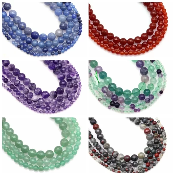Natural Stone Tiger Eye Fluorite Healing Crystal for Jewelry Making Gem Loose Beads DIY Bracelet Necklace Accessories 4 6 8 10mm
