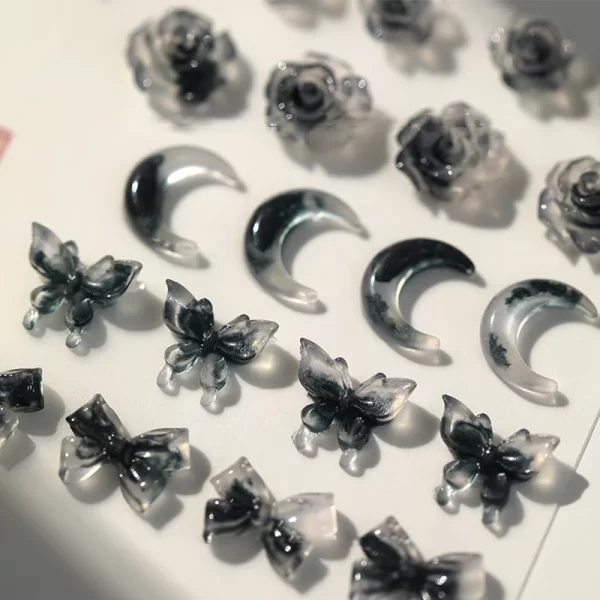 50pcs Jelly Light Variation Rose Moon Butterfly Handmade New Year Charms Nails Accessories Manicure Nail Art Charms Supplies - Image 3