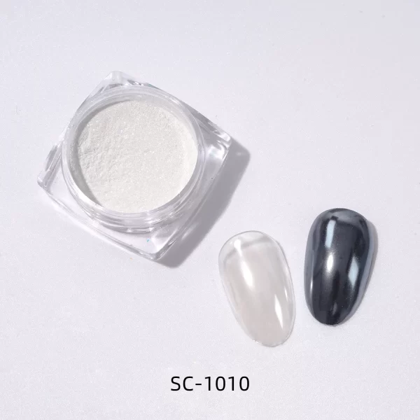HNDO White Pearl Powder Shell Rubbing Chrome Dust Bright Shiny Effect for Manicure DIY Nail Art Design Nails Glitter Pigment - Image 6