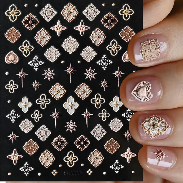 1Sheet Matte Bohemian Nail Sticker Decal Charm Mandala Flower Manicure Elegant Embroidery Boho Style Floral Nail Art Decoration* - Image 2