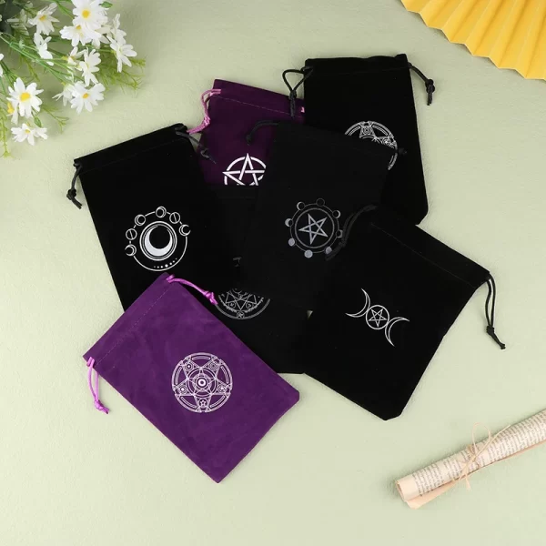 1Pc Velvet Tarots Oracle Cards Storage Bag Runes Constellation Witch Divination Accessories Jewelry Dice Drawstring Pouch - Image 3