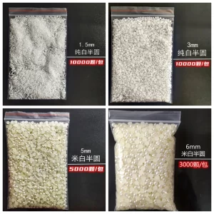 Wholesale 1 Pack 3000-10000PCS 1.5MM-6MM White Beige Flatback Semi Ball Pearls Nail Art Rhinestones Jewelry Manicure Charms
