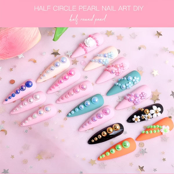 12/6 Grids Flatback AB Pearl Nail Art Decorations Charms White Pink Silver Beads 3D Nail Jewelry Crystal Rhinestone DIY Manicure - Image 6