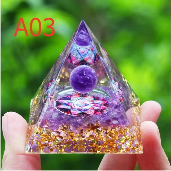 Crystals Stone Orgone Pyramid Energy Generator Natural Amethyst Peridot Reiki Chakra Meditation Tool Room Decor Christmas Gifts - Image 2
