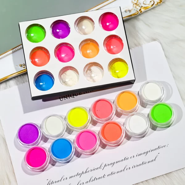 12pcs/Set Phosphor Luminous Powder Pigment Bright Luminescent Powder Glow In The Dark Colorful Glitters Gel Polish Decoration *# - Image 5