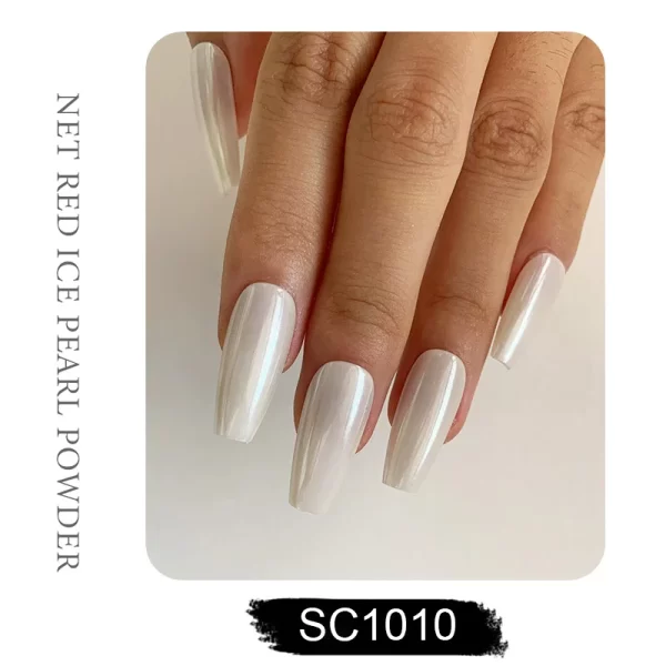 HNDO White Pearl Powder Shell Rubbing Chrome Dust Bright Shiny Effect for Manicure DIY Nail Art Design Nails Glitter Pigment - Image 4