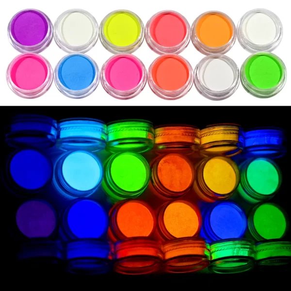 12pcs/Set Phosphor Luminous Powder Pigment Bright Luminescent Powder Glow In The Dark Colorful Glitters Gel Polish Decoration *# - Image 2