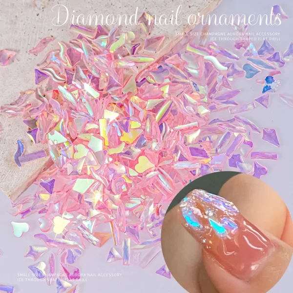 100pcs 3D Irregular Aurora Crystal Rhinestones Multi Shapes Aurora Nail Gems 6 Colors Flatback Shiny Nail Art Rhinestones Charms