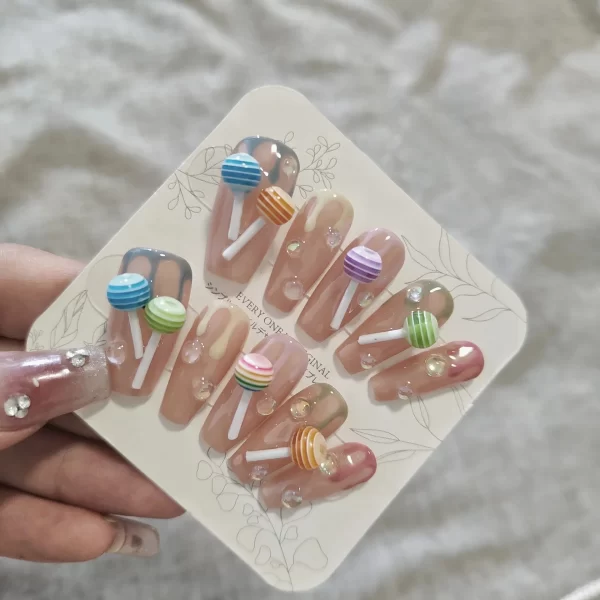 50pcs Colorful Kawaii Lollipop Design Nail Art Charms 3D Acrylic Resin Cartoon Ornament Nail Decorations Candy Accessories DIY * - Image 2