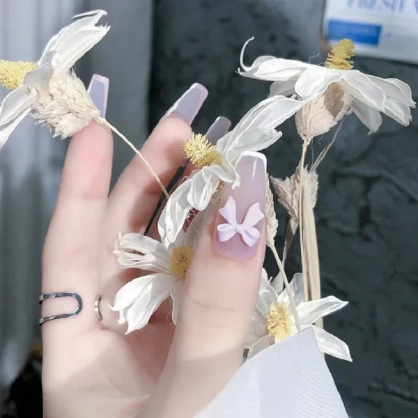 50pcs Bow Resin Nail Art Decoration Black White 3D Long Ribbon Bowknot Ornament Nail Charm Jewelry Design Kawaii DIY Accessories - Image 2